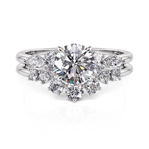 Jeulia Classic Round Cut Bridal Ring Sets with Side Stone Sterling Silver
