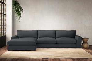 nkuku Guddu Large Left Hand Chaise Sofa | Make To Order | Recycled Cotton Mercury | No Colour