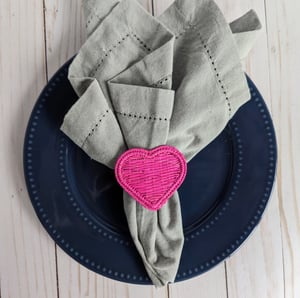Heart Handwoven Iraca Napkin Ring - Hot Pink