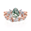 Jeulia Forest Deciduous Pear Cut Moss Agate Ring Set
