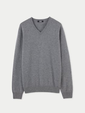 Essential V-Neck Cashmere Sweater - 3XL / dim gray / MK02-1300