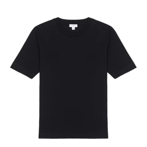 Sunspel Womens Mid Sleeve T-Shirt Black
