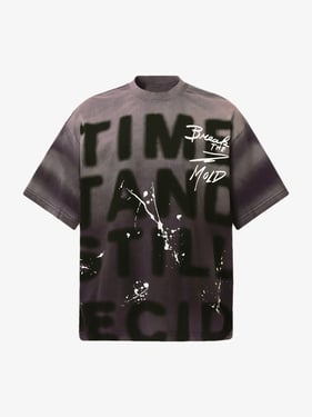 Ink Splash Letter Print T-shirt - 2414 - Purple / XL