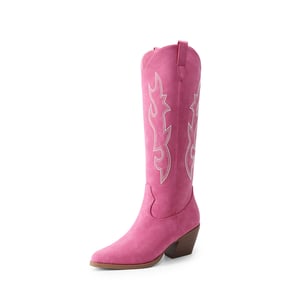 DREAM PAIRS Block Heel Knee high Cowgirl Boots