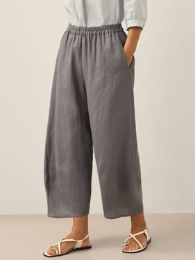 100% Linen Classic Ankle Pants ZOE - Neutral Grey / XXL