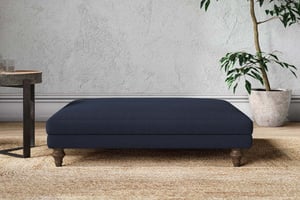 nkuku Marri Dining Footstool | Make To Order | Grand | Brera Linen Indigo