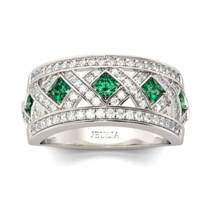 Jeulia Interwoven Round Cut Sterling Silver Women's Band