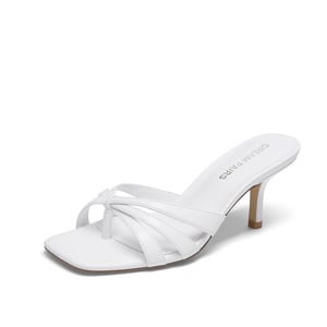 DREAM PAIRS Women   s Square Toe Heels with Crossover Straps