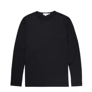 Sunspel Long Sleeve Crew Neck T-Shirt Black