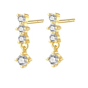 Quartet Drop Stud Earrings Sterling Silver