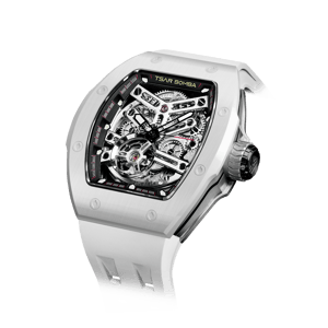 TSAR BOMBA Men's Automatic Watch | White | Skeleton Mechanical Wristwatch | Stainless Steel Case | 5ATM Waterproof Luxury Sports Watch | Atomic TB8218
