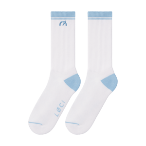 Stripe Cushioned Crew Socks - S-M / White/Baby Blue