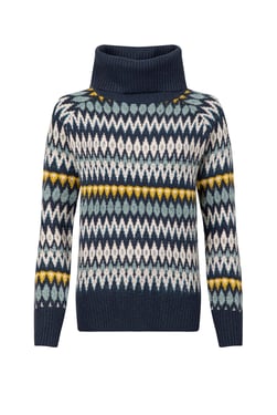 Weird Fish Annecy Fair Isle Roll Neck Jumper Midnight Size 8