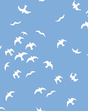 Gulls' Wallpaper by Tea Collection - Denim - Traditional / 27 in. x 27 ft.