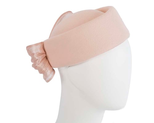 Beige Jackie Onassis style felt pillbox by Fillies Collection