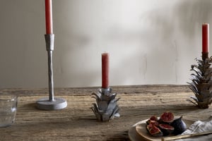 nkuku Elagalu Pine Cone Candle Holders Set Of 2 | Christmas Decorations | Aged Zinc