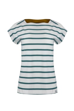 Weird Fish Bowe Organic Cotton Striped Jersey T-Shirt Mineral Blue Size 10