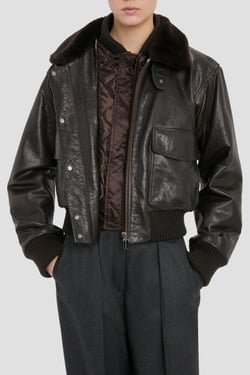 Victoria Beckham Aviator Jacket In Dark Earth - 14 - Womens