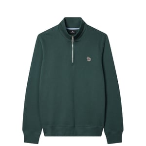 Paul Smith Organic Cotton Logo Half-Zip Sweatshirt Dark Teal