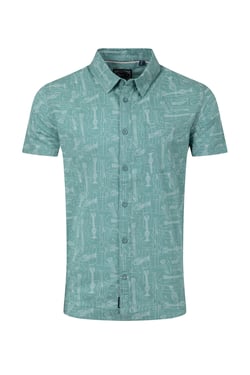 Weird Fish Faraway Short Sleeve Printed Shirt Mineral Blue Size XL