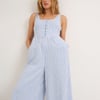 Blue Pinstripe Linen-Blend Cora Jumpsuit