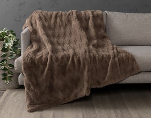 QE Home Geo Etched Throw in Fawn, Geometric, Brown
