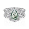 Jeulia Olivetta Pear Cut Moss Agate Ring Set
