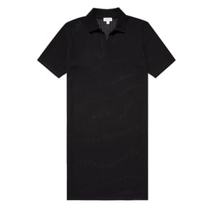 Sunspel Womens Lace Mesh Polo Dress Black