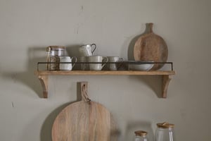 nkuku Meera Mango Wood & Iron Gallery Shelf | Storage Furniture | Large | Natural