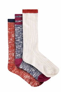 Weird Fish Dilki Striped Boot Sock 3pk Rust Leaves Size 4-7