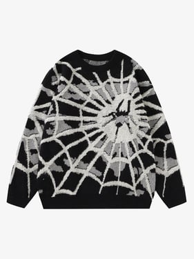 Thesupermade Spider Knit Crew Neck Sweater - Black / 2XL