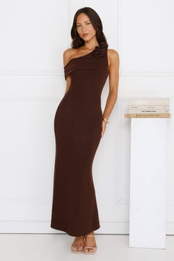 Softest Hour Off Shoulder Maxi Dress Brown