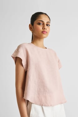 Cap Sleeved Everyday Top in Dusty Pink - Dusty Pink / M
