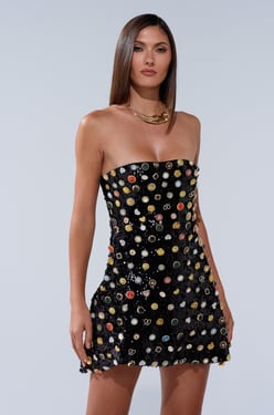 AKIRA Never Nonchalant Button Mini Dress | Black | Size XL