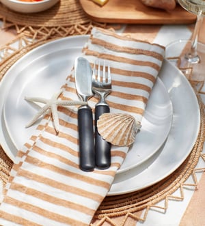 Amber Cora Mid Stripe 100% Linen Napkins