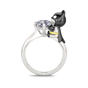 Jeulia Hug Me "Dark Knight" Anime Ring Round Cut Sterling Silver