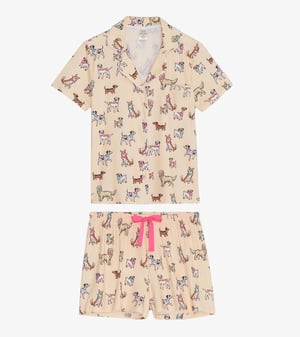 Women's Cute Pups Polyknit Short Pajama Set