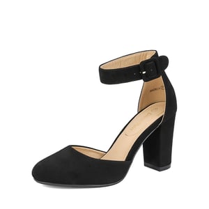 DREAM PAIRS Round Toe Chunky Heel Pumps