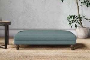 nkuku Marri Large Dining Footstool | Make To Order | Recycled Cotton Teal | Recycled Cotton Airforce