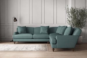 nkuku Deni Large Corner Sofa | Make To Order | Recycled Cotton Teal | Recycled Cotton Airforce