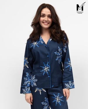 Frosty Womens Snowflake Print Pyjama Top - 28