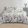 QE Home Simone Cotton Quilt Set, Floral, White, Super King