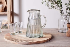 nkuku Minati Ribbed Glass Jug | Glassware | One Size | Clear