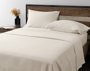 QE Home Organic Cotton Flannel Sheet Set in Oat, GOTS Certified, Beige, Twin