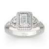 Jeulia Leaf Design Emerald Cut Sterling Silver Ring