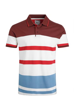 Weird Fish Sunbury Organic Cotton Striped Pique Polo Shirt Pinot Red Size XL