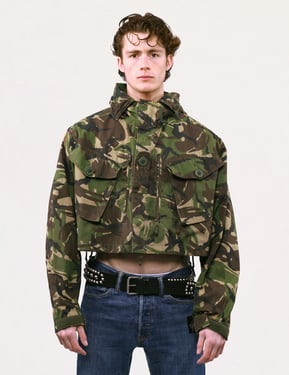 Cropped Smock Jacket in Camo