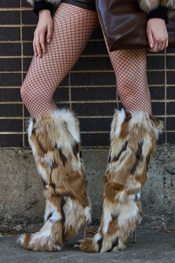 AKIRA Azalea Wang Upsetter Multi Furry Boot | Size 11