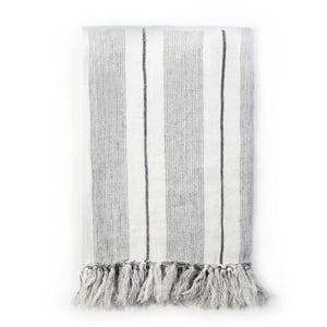 Laguna Linen Queen Blanket   Grey /  Charcoal