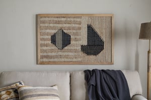 nkuku Kiran Large Textured Wall Art | Decorative Accessories | One Size | Natural & Dark Blue